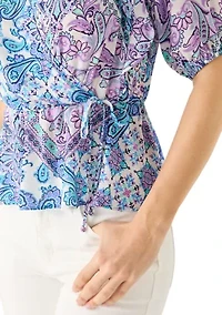 Women's Peplum Floral Wrap Blouse