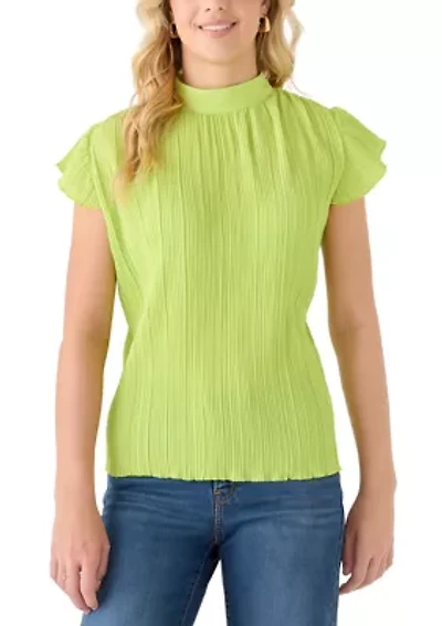 Women's Short Sleeve Pleated Blouse