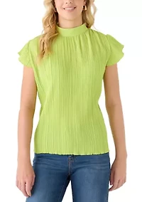 Women's Short Sleeve Pleated Blouse