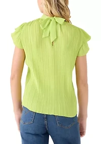 Women's Short Sleeve Pleated Blouse