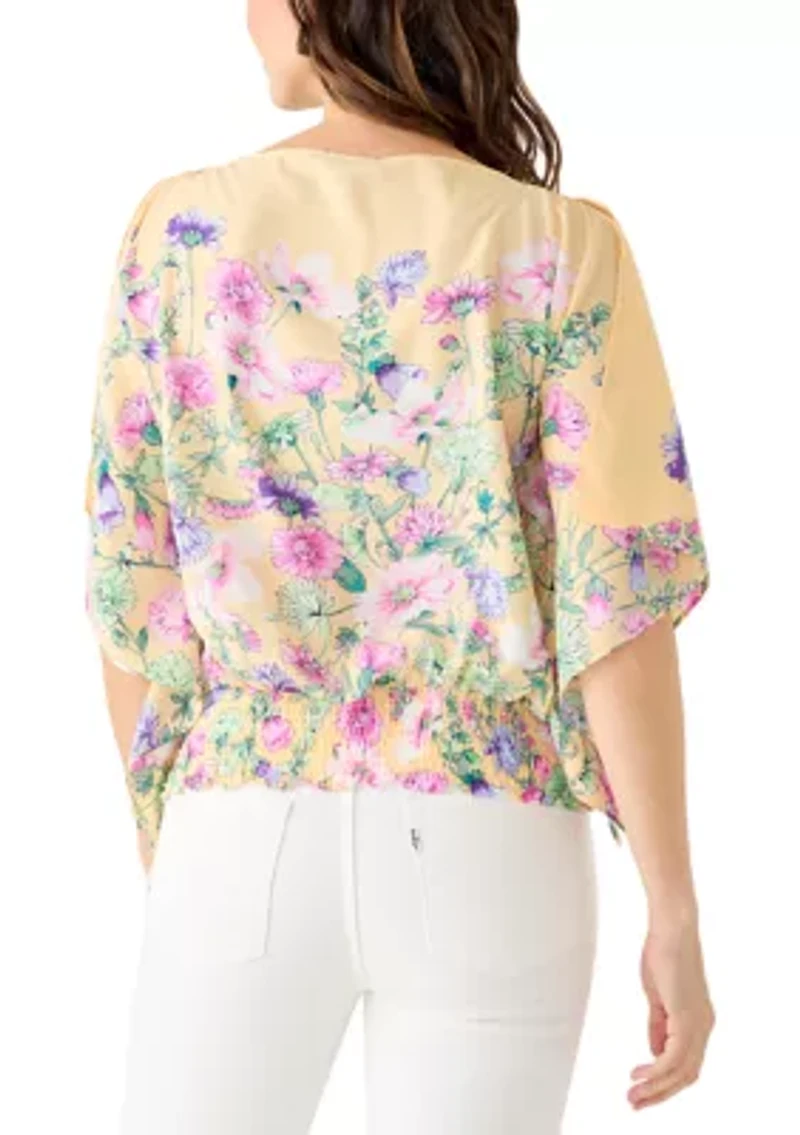 Women's Floral Smocked Bottom Blouse