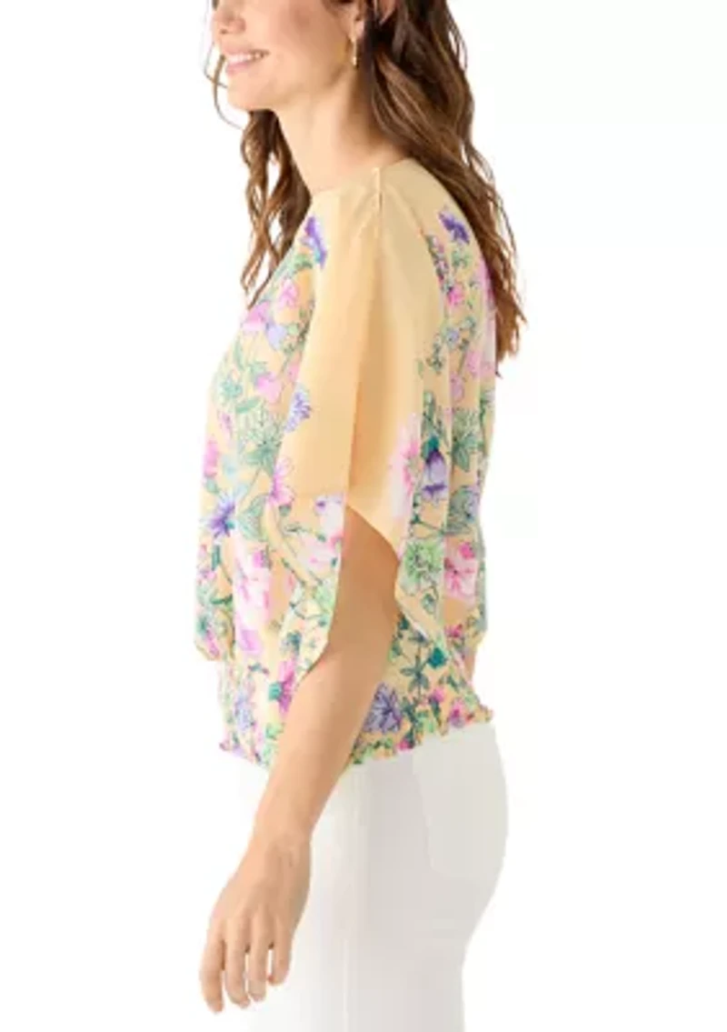 Women's Floral Smocked Bottom Blouse
