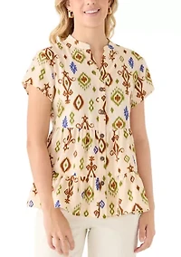 Women's Short Sleeve Printed Peplum Blouse