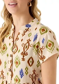 Women's Short Sleeve Printed Peplum Blouse