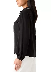 Women's Long Sleeve Trim Blouse