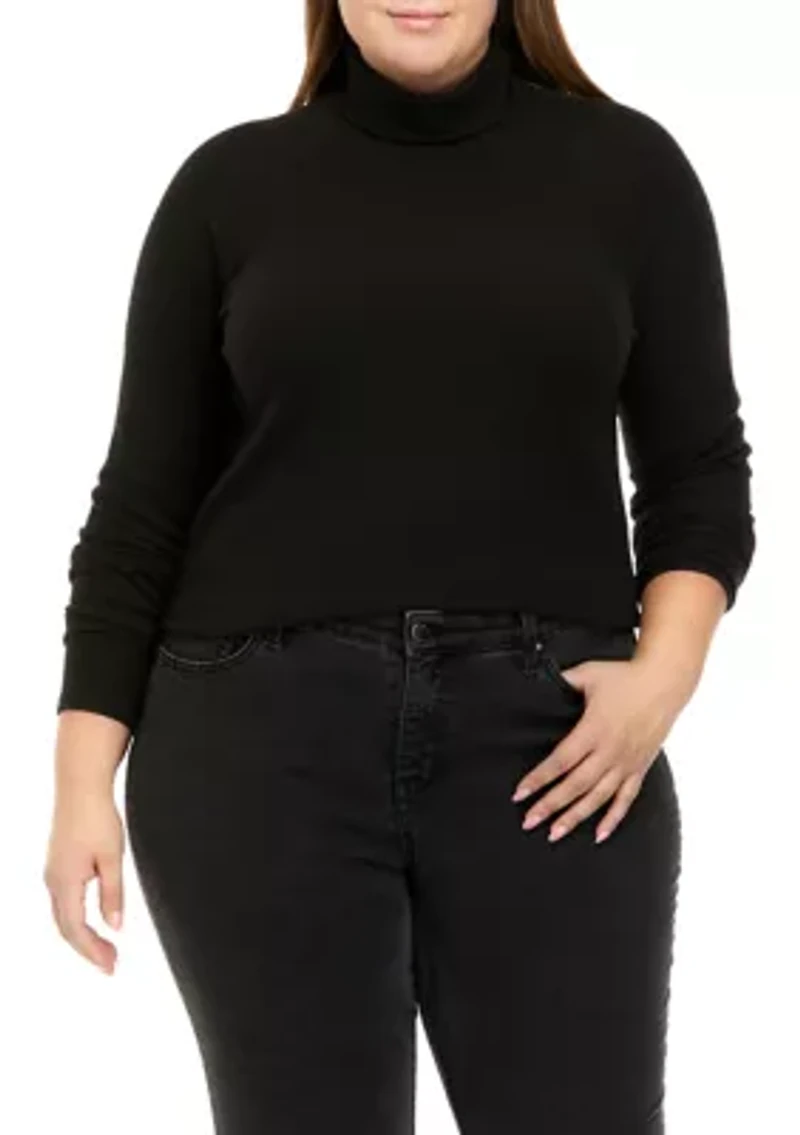 Plus Long Sleeve Mock Neck Tiny T-Shirt