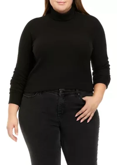 Plus Long Sleeve Mock Neck Tiny T-Shirt