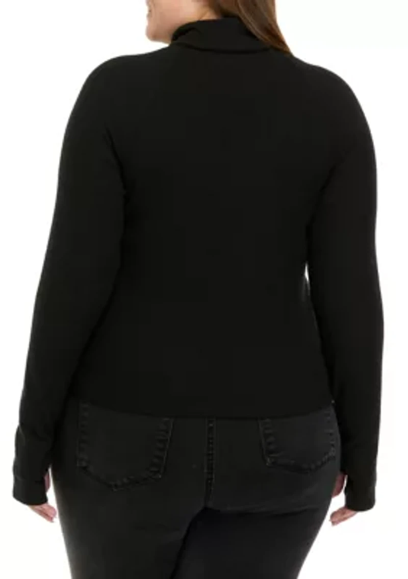 Plus Long Sleeve Mock Neck Tiny T-Shirt