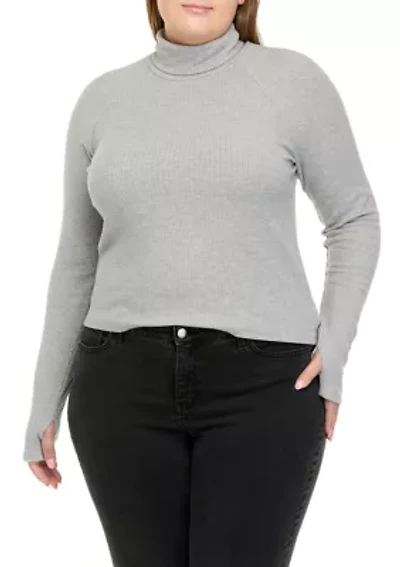 Plus Long Sleeve Mock Neck Tiny T-Shirt