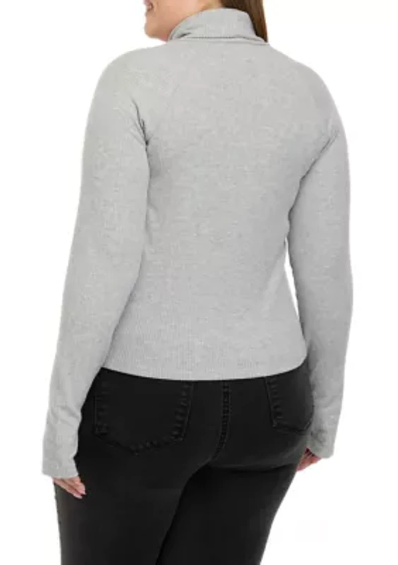 Plus Long Sleeve Mock Neck Tiny T-Shirt