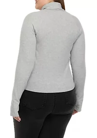 Plus Long Sleeve Mock Neck Tiny T-Shirt