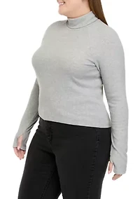 Plus Long Sleeve Mock Neck Tiny T-Shirt