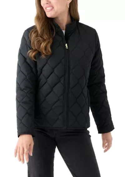 Petite Side Ribbed Puffer Jacket