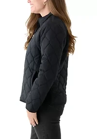 Petite Side Ribbed Puffer Jacket