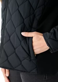 Petite Side Ribbed Puffer Jacket