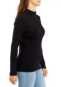 Women's Long Sleeve Cable Knit Turtleneck Sweater