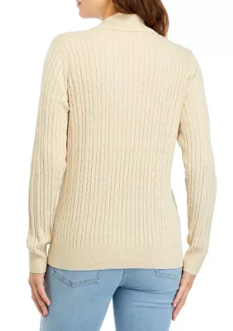 Women's Long Sleeve Cable Knit Turtleneck Sweater