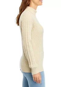 Women's Long Sleeve Cable Knit Turtleneck Sweater