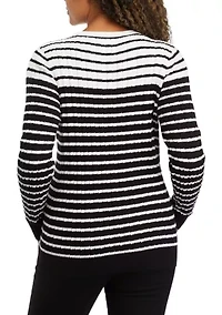 Women's Striped Cable Crew Sweater