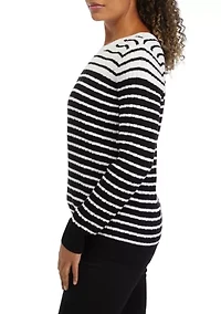 Women's Striped Cable Crew Sweater