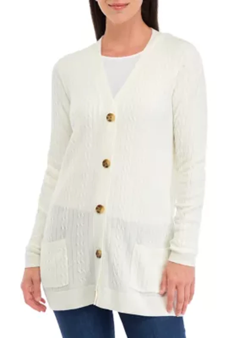 Women's Button Front Cable Knit Cardigan