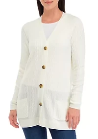 Women's Button Front Cable Knit Cardigan