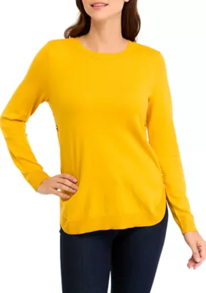 Women's Solid Button Trim Sweater