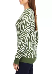 Women's Long Sleeve Crew Jacquard Sweater