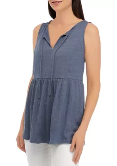 Women's Sleeveless Split Neck Tunic Top