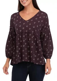 Petite  Slouchy V-Neck Printed Top