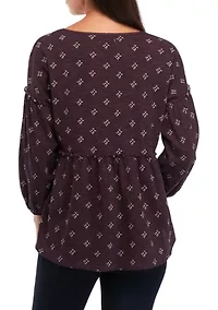 Petite  Slouchy V-Neck Printed Top