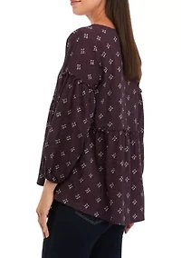 Petite  Slouchy V-Neck Printed Top