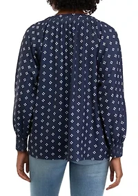 Petite Floral Printed Popover Blouse