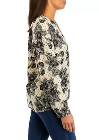 Petite Long Sleeve Henley Popover Top