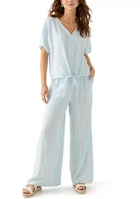 Petite Pull On Linen Trousers