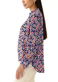 Petite Long Sleeve Collared Pullover