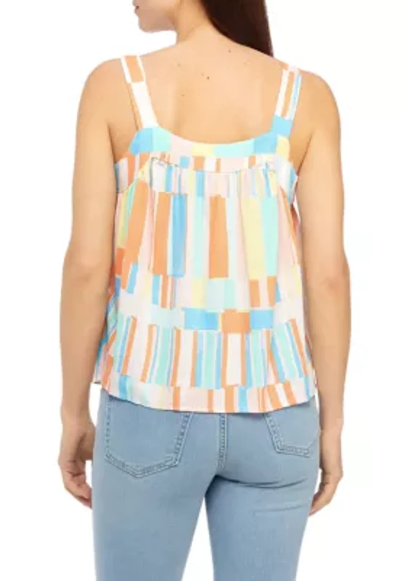 Petite Printed Tie Tank Top