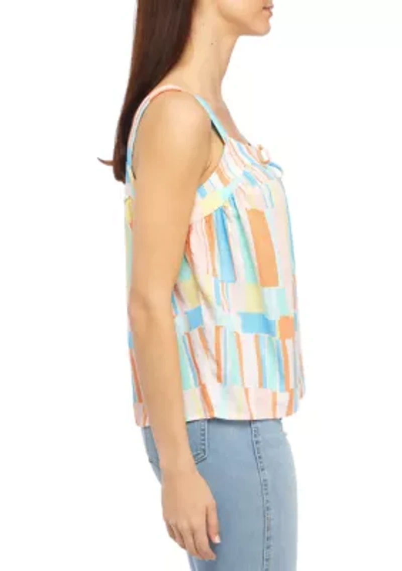 Petite Printed Tie Tank Top