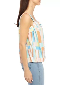 Petite Printed Tie Tank Top