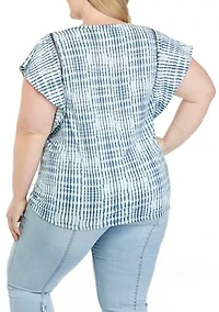 Plus Flutter Sleeve V-Neck Top