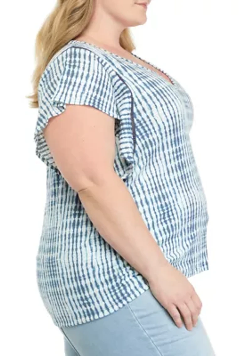 Plus Flutter Sleeve V-Neck Top