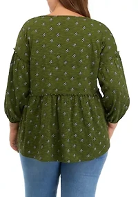 Women's Slouchy V-Neck Printed Top