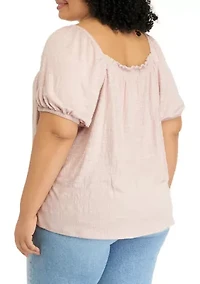Plus Short Sleeve Square Neck Top