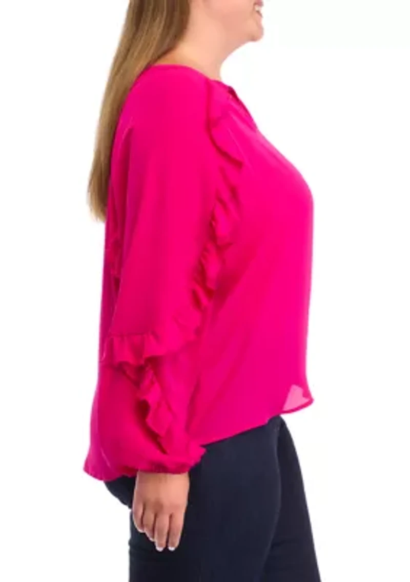 Plus Ruffle Detail Peasant Top