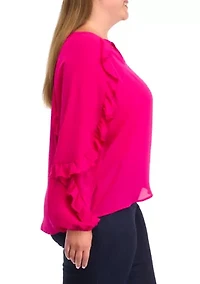 Plus Ruffle Detail Peasant Top