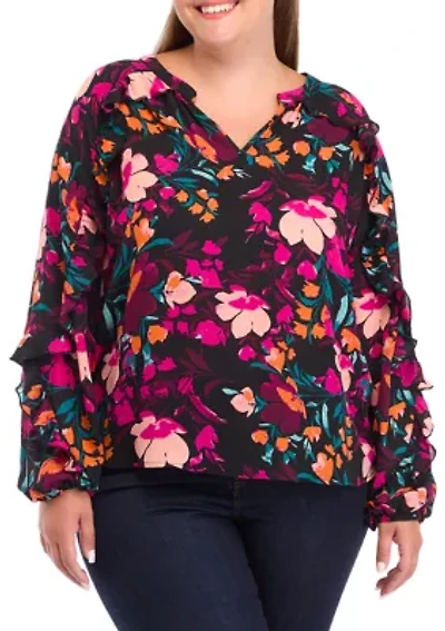 Plus Ruffle Detail Peasant Top