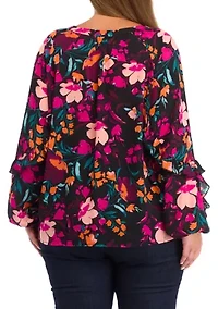Plus Ruffle Detail Peasant Top