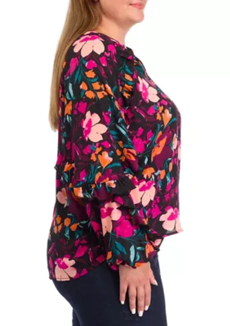 Plus Ruffle Detail Peasant Top