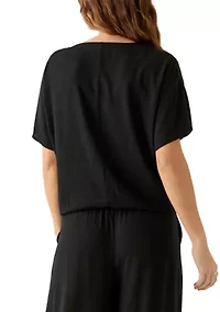 Plus Tie Front V-Neck Top