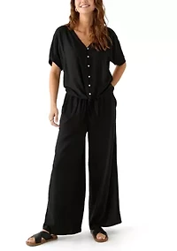 Plus Tie Front V-Neck Top